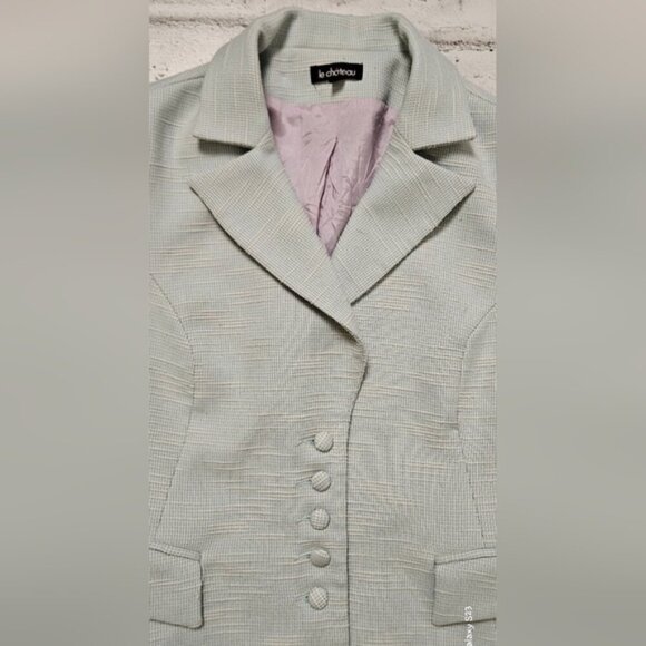 Y2K Le Chateau Blue & White Tweed Skirt and Blazer Jacket Suit Set. - Picture 5 of 16